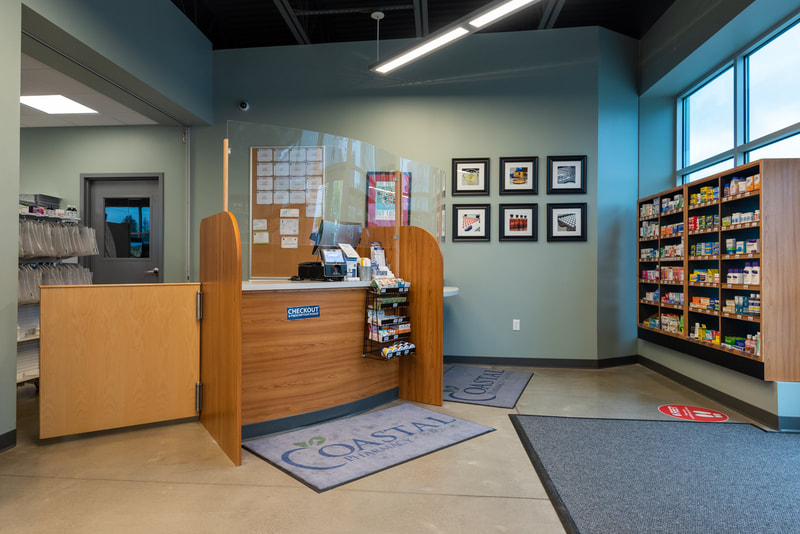 image of the pharmacy counter for Coastal Pharmacy and Wellness in Portland, Maine