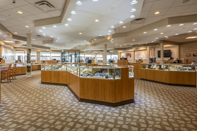 retail counters at Day's Jewelers in Topsham, Maine. 