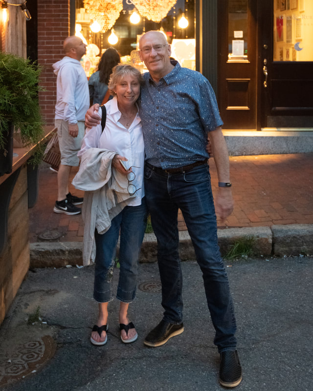 couple enjoying Friday night in the Old Port of Portland, Maine