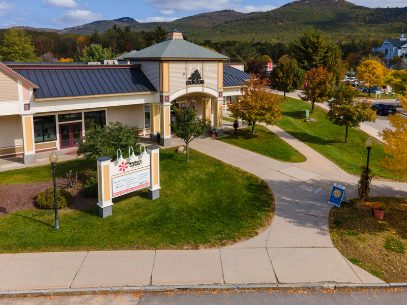 aerial image of Adidas in North Conway, New Hampshire at Settlers Green